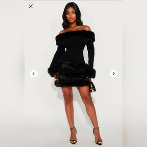 Fur Sweater Trim Dress